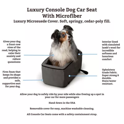 Snoozer® Pet Products Luxury Console Dog Car Seat W/ Microsuede Fabric & Safe Strap, Anthracite - Image 3