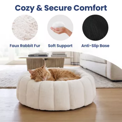 PawsPik 3-in-1 Convertible Plush Cave, Donut & Bolster Bed for Dogs & Cats, Medium - Image 2