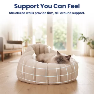 PawsPik 3-in-1 Convertible Plush Cave, Donut & Bolster Bed for Dogs & Cats, Medium - Image 6