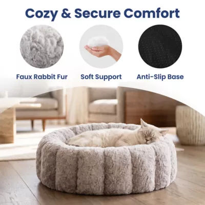 PawsPik 3-in-1 Convertible Plush Cave, Donut & Bolster Bed for Dogs & Cats, Medium - Image 2