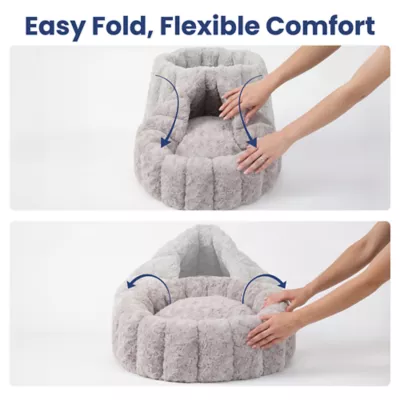 PawsPik 3-in-1 Convertible Plush Cave, Donut & Bolster Bed for Dogs & Cats, Medium - Image 9