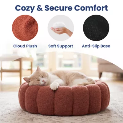 PawsPik 3-in-1 Convertible Plush Cave, Donut & Bolster Bed for Dogs & Cats, Medium - Image 2