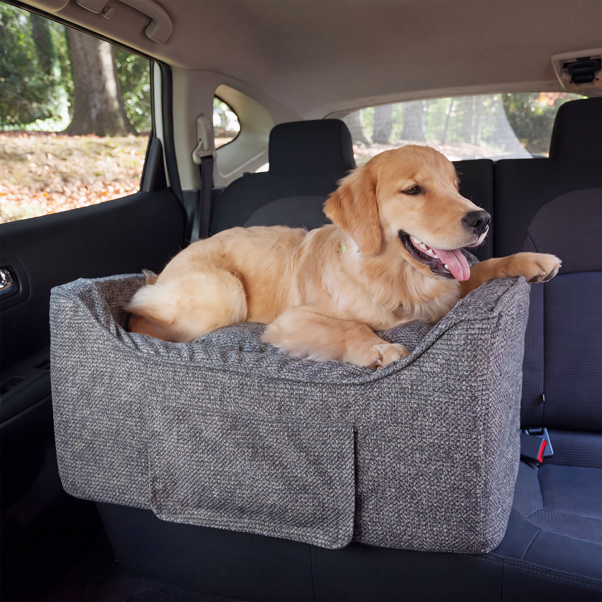 Snoozer® Pet Products Luxury Lookout 2 Elevated Dog Car Seat  W/ Safety Strap, Merlin Pewter