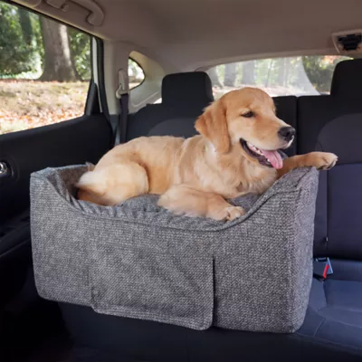 Snoozer® Pet Products Luxury Lookout 2 Elevated Dog Car Seat  W/ Safety Strap, Merlin Pewter - Image 1