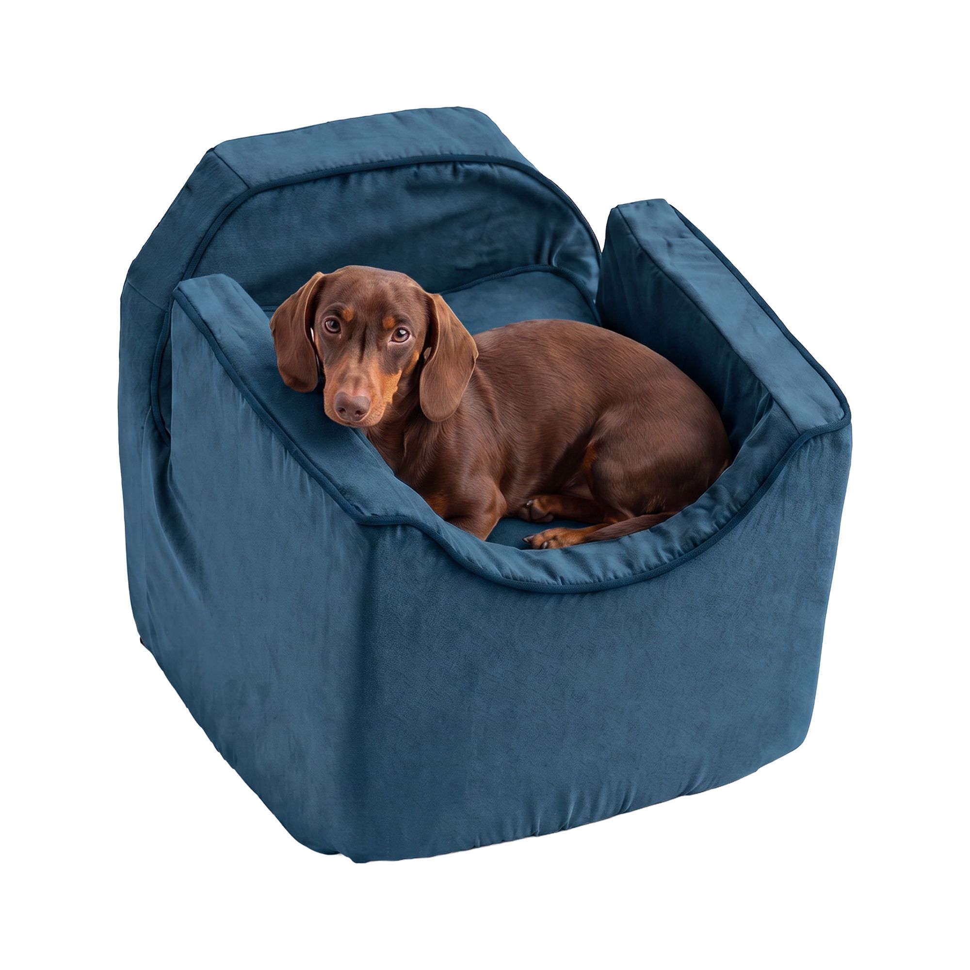 Snoozer® Pet Products Luxury Lookout 1 Elevated Dog Car Seat W/ Safety Strap, Sapphire