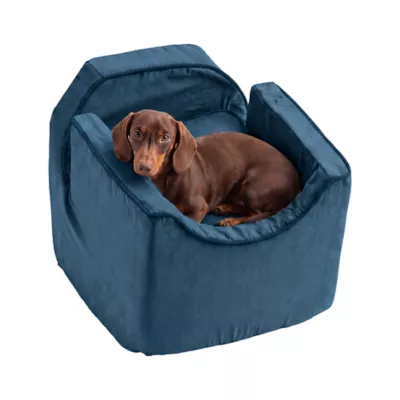 Snoozer® Pet Products Luxury Lookout 1 Elevated Dog Car Seat W/ Safety Strap, Sapphire - Image 1