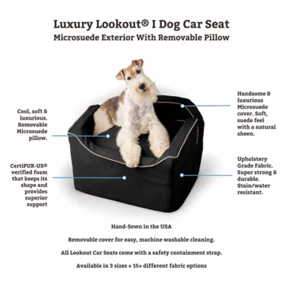 Snoozer® Pet Products Luxury Lookout 1 Elevated Dog Car Seat W/ Safety Strap, Anthracite - Image 3