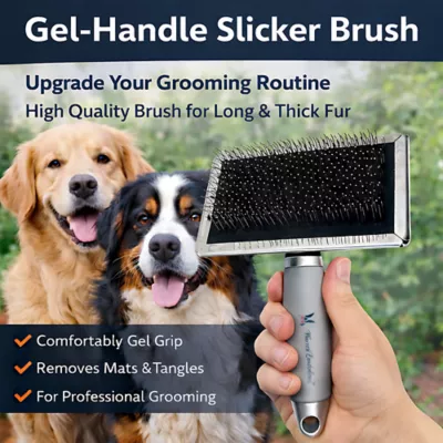 Warren London Gel-Handle Slicker Brush W/ Long & Strong Bristles, Durable Brush For Long, Thick Fur - Image 2
