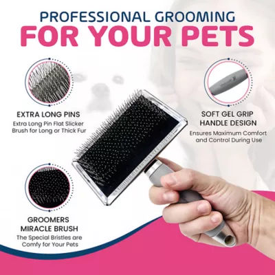 Warren London Gel-Handle Slicker Brush W/ Long & Strong Bristles, Durable Brush For Long, Thick Fur - Image 5