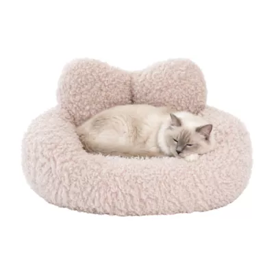 PawsPik Heart-Shaped Faux Rabbit Fur Plush Bolster Bed with Removable Cover for Dogs & Cats - Image 1