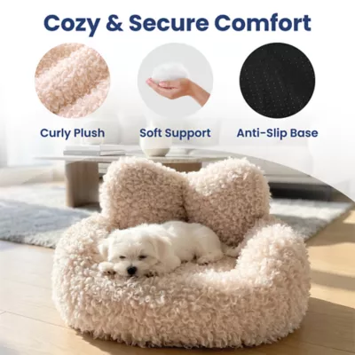 PawsPik Heart-Shaped Faux Rabbit Fur Plush Bolster Bed with Removable Cover for Dogs & Cats - Image 2