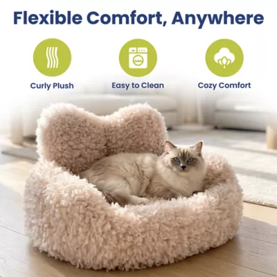 PawsPik Heart-Shaped Faux Rabbit Fur Plush Bolster Bed with Removable Cover for Dogs & Cats - Image 3