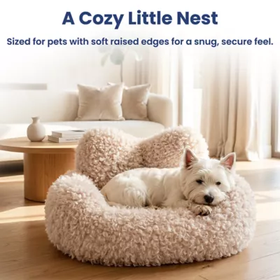 PawsPik Heart-Shaped Faux Rabbit Fur Plush Bolster Bed with Removable Cover for Dogs & Cats - Image 6
