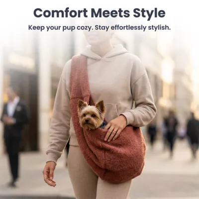 PawsPik Snuggle Sling Plush Pet Carrier with Storage Pocket for Dogs & Cats, Up to 10 lb - Image 3