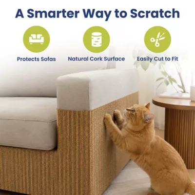 PawsPik Flexible Cork Surface-Protecting Cat Scratch Mat, Brown, 40L x 12W in - Image 3