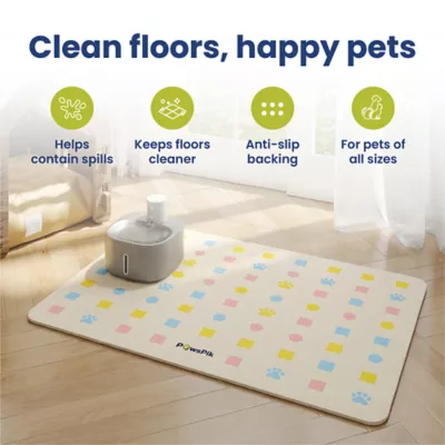 PawsPik Fast-Absorbing Waterproof Non-Slip Rubber Feeding Mat for Dogs & Cats, Pastel Paw Toss - Image 4