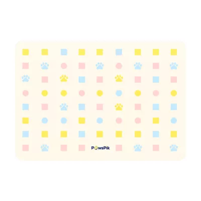 PawsPik Fast-Absorbing Waterproof Non-Slip Rubber Feeding Mat for Dogs & Cats, Pastel Paw Toss - Image 1