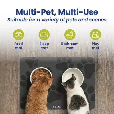 PawsPik Fast-Absorbing Waterproof Non-Slip Rubber Feeding Mat for Dogs & Cats, Pawprint Pattern - Image 8