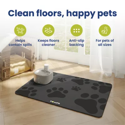 PawsPik Fast-Absorbing Waterproof Non-Slip Rubber Feeding Mat for Dogs & Cats, Pawprint Pattern - Image 2