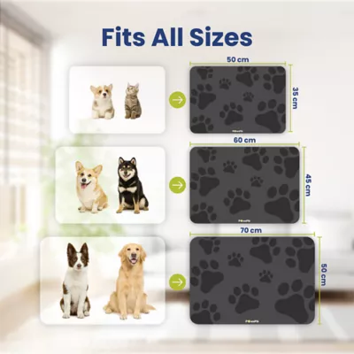 PawsPik Fast-Absorbing Waterproof Non-Slip Rubber Feeding Mat for Dogs & Cats, Pawprint Pattern - Image 9