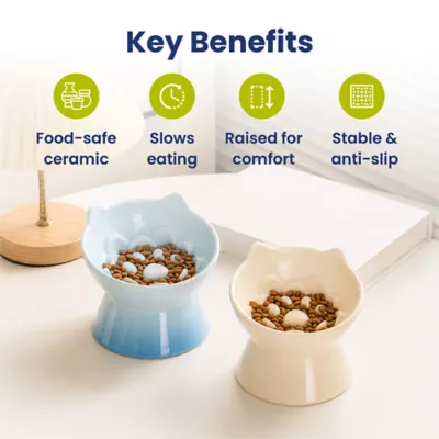 PawsPik Lynx Raised Ceramic Slow Feeder Food Bowl with 15-Degree Tilt for Dogs & Cats - Image 2