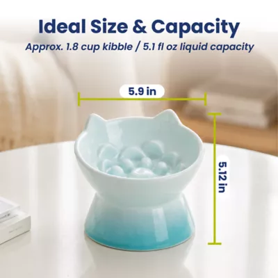 PawsPik Lynx Raised Ceramic Slow Feeder Food Bowl with 15-Degree Tilt for Dogs & Cats - Image 9