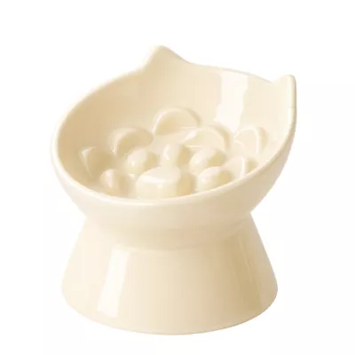 PawsPik Lynx Raised Ceramic Slow Feeder Food Bowl with 15-Degree Tilt for Dogs & Cats - Image 1