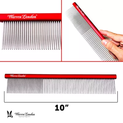 Warren London Detangling Strong 10 Inch Comb For Stubborn Dog Tangles & Mats - Image 2