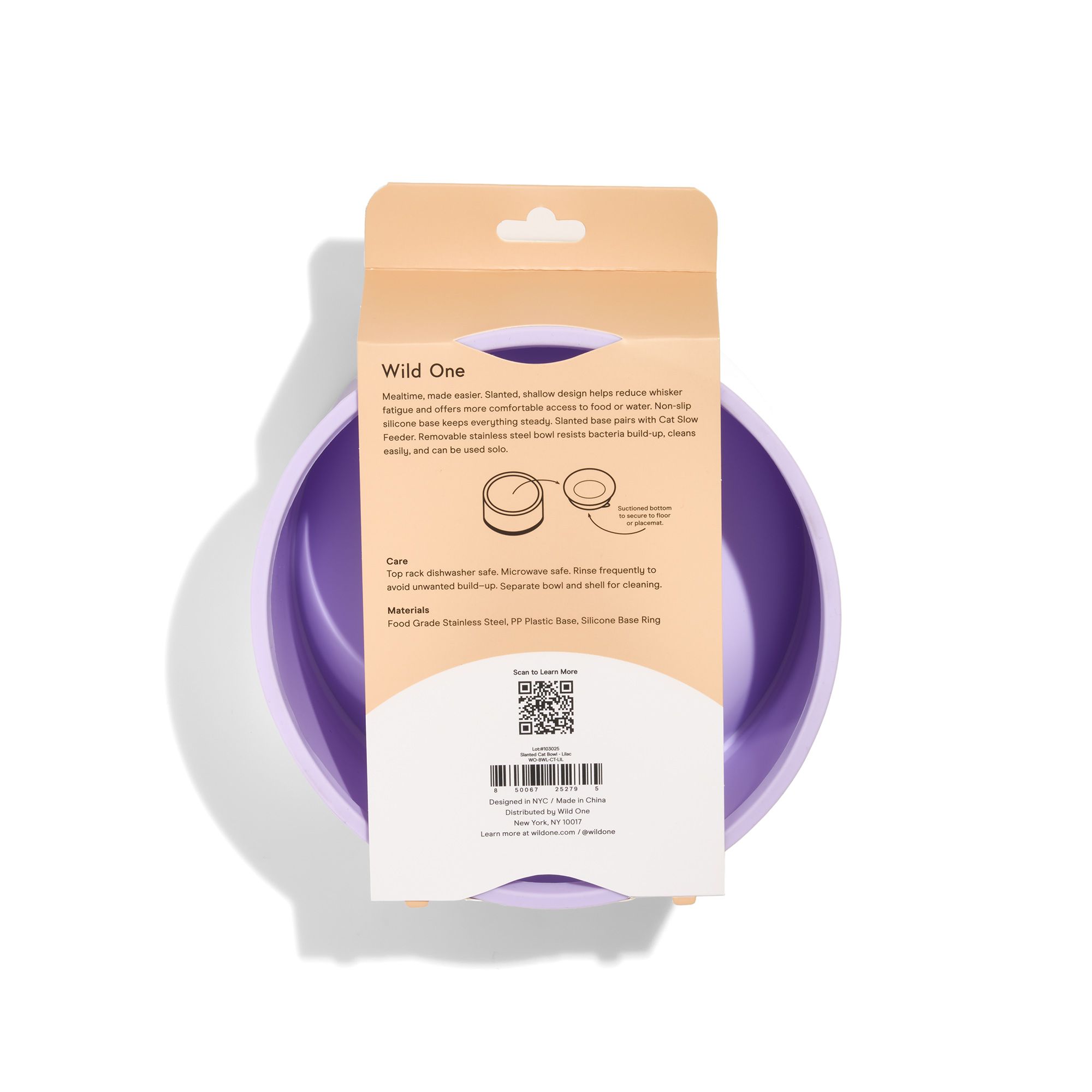 Wild One Slanted Cat Bowl, Lilac - thumbnail 7