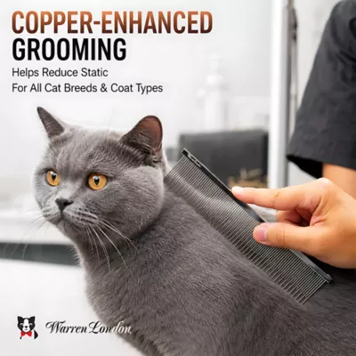 Warren London Dual Action Copper Carding 7.5 Inch Cat Comb W/ Multi-Length Bristles - Image 6