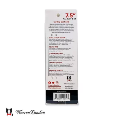 Warren London Dual Action Copper Carding 7.5 Inch Cat Comb W/ Multi-Length Bristles - Image 8