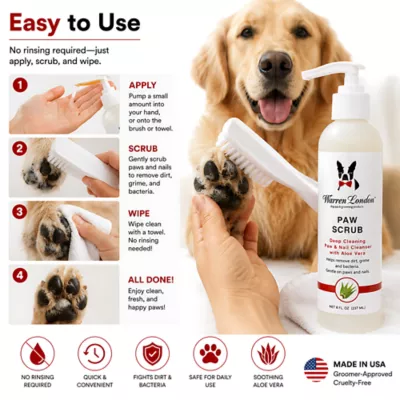 Warren London Deep Cleaning Paw Sani-Scrub W/ Aloe Vera, Nail & Paw Cleanser Treatment- 8 Fl Oz - Image 4
