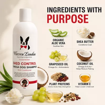 Warren London Omega Shed Control Dog Shampoo W/ Conditioner, Nourishing 2-in-1 Formula- 17 Fl Oz - Image 4