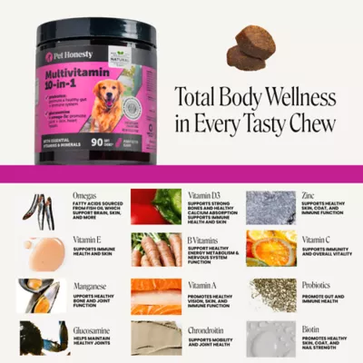 Pet Honesty 10-in-1 Multivitamin for Dogs with Omegas + Probiotics, Chicken Flavor Soft Chews, 90 Ct - Image 4