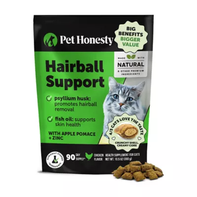 Pet Honesty Cat Treatment - Hairball & Skin Support Crunchy & Creamy Chews, Chicken Flavor, 3.7 oz - Image 1