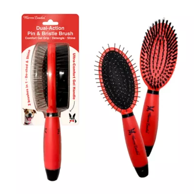 Warren London Dual-Action Pin & Bristle Brush For Dogs W/ Comfort Gel Grip - Image 1
