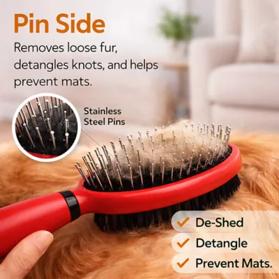 Warren London Dual-Action Pin & Bristle Brush For Dogs W/ Comfort Gel Grip - Image 4