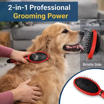 Warren London Dual-Action Pin & Bristle Brush For Dogs W/ Comfort Gel Grip - Image 7