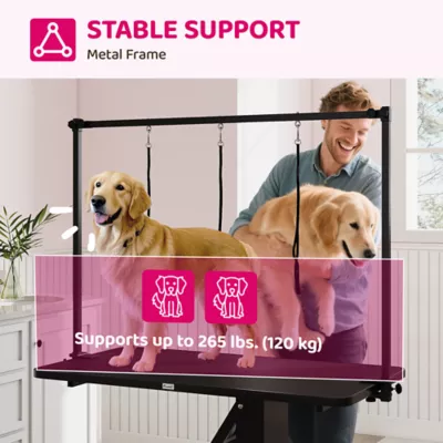 PawHut 43"W Hydraulic Dog Grooming Table, Z-Lift Height Adjustable Pet Grooming Table with Non-Slip - Image 5