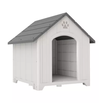 PawHut Large Plastic Dog House, Water Resistant Shelter with Base Support, 34.6" L x 31.1" W x 35" H - Image 1