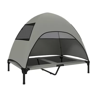 PawHut Elevated Dog Bed with Canopy Raised Dog Bed Washable Mesh Steel Frame 41.7" x 29.9" x 39" - Image 1