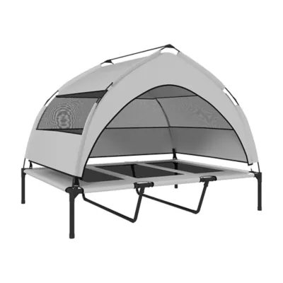 PawHut Elevated Dog Bed with Removable Canopy, Portable Outside Raised Pet Cot, Storage Bag - Image 1
