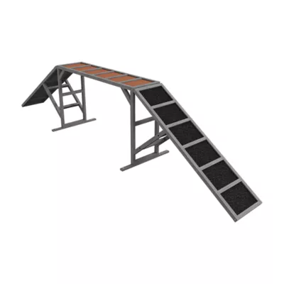 PawHut Dog Agility Equipment Ramp with Safety Bar, Non-slip Surface, for Walk and Pause Training - Image 1