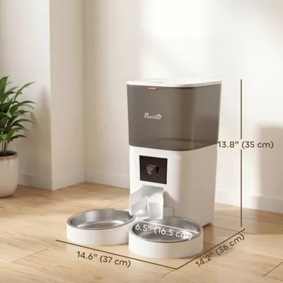 PawHut Automatic Cat Feeder for 2 Cats with HD Camera,2.4G & 5G WiFi Pet Food Dispenser 6L APP Cntrl - Image 3