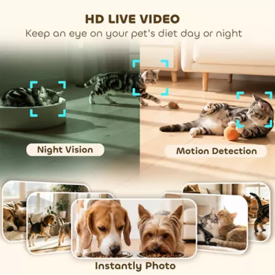 PawHut Automatic Cat Feeder for 2 Cats with HD Camera,2.4G & 5G WiFi Pet Food Dispenser 6L APP Cntrl - Image 5