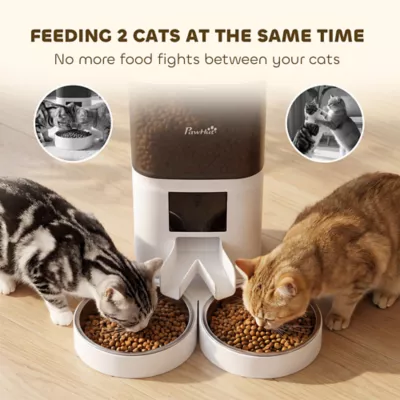 PawHut Automatic Cat Feeder for 2 Cats, 2.4G WiFi Pet Food Dispenser 6L APP Contrl - Image 5