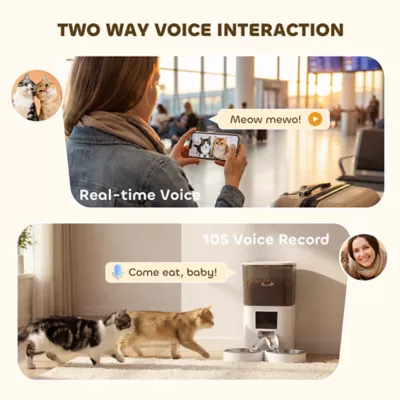 PawHut Automatic Cat Feeder for 2 Cats, 2.4G WiFi Pet Food Dispenser 6L APP Contrl - Image 7