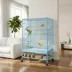 PawHut 52''H Large Rolling Steel Bird Cage, Bird House with Rolling Stand, Storage Shelf, Wood Perch image thumbnail 2
