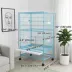 PawHut 52''H Large Rolling Steel Bird Cage, Bird House with Rolling Stand, Storage Shelf, Wood Perch image thumbnail 3