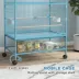 PawHut 52''H Large Rolling Steel Bird Cage, Bird House with Rolling Stand, Storage Shelf, Wood Perch image thumbnail 5